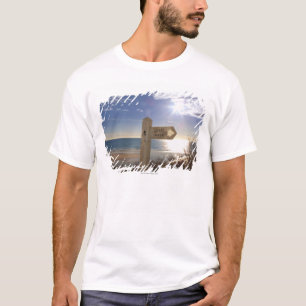 Sign post for coast path near beach, Gerrans T-Shirt