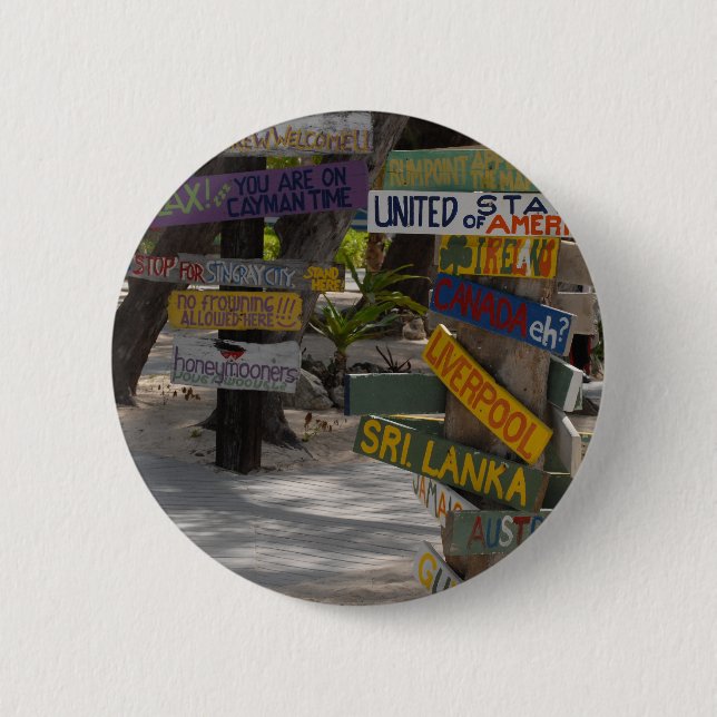 Sign Post Rum Point Grand Cayman 6 Cm Round Badge (Front)