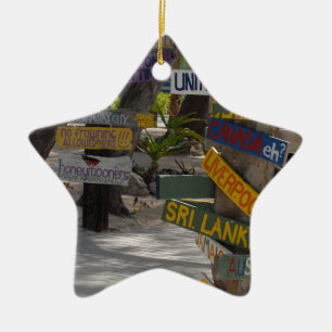 Sign Post Rum Point Grand Cayman Ceramic Tree Decoration