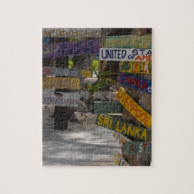 Sign Post Rum Point Grand Cayman Jigsaw Puzzle (Vertical)