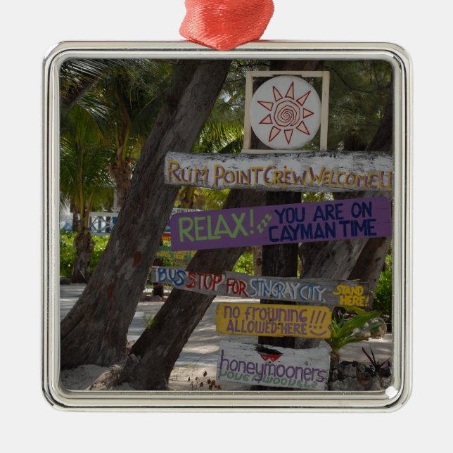 Sign post Rum Point Grand Cayman Metal Ornament (Front)