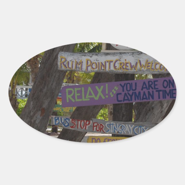 Sign post Rum Point Grand Cayman Oval Sticker (Front)