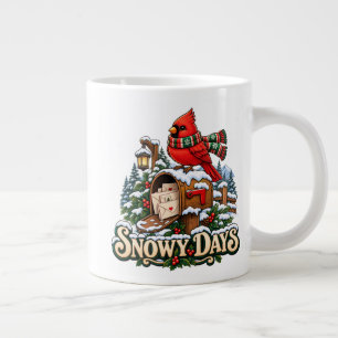 Sign Retro Cardinal Snowy Days Jumbo Mug