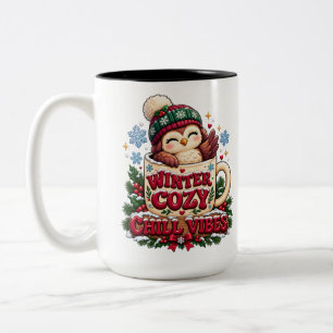 Sign Retro Owl Winter Cosy Chill Vibes Mug
