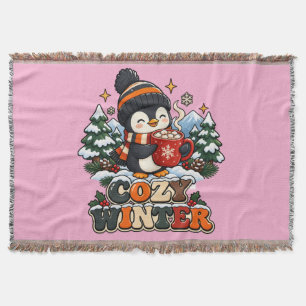 Sign Retro Penguin Cosy Winter Blanket