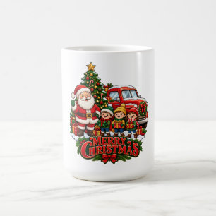 Sign Retro Santa Tree Car Christmas Mug