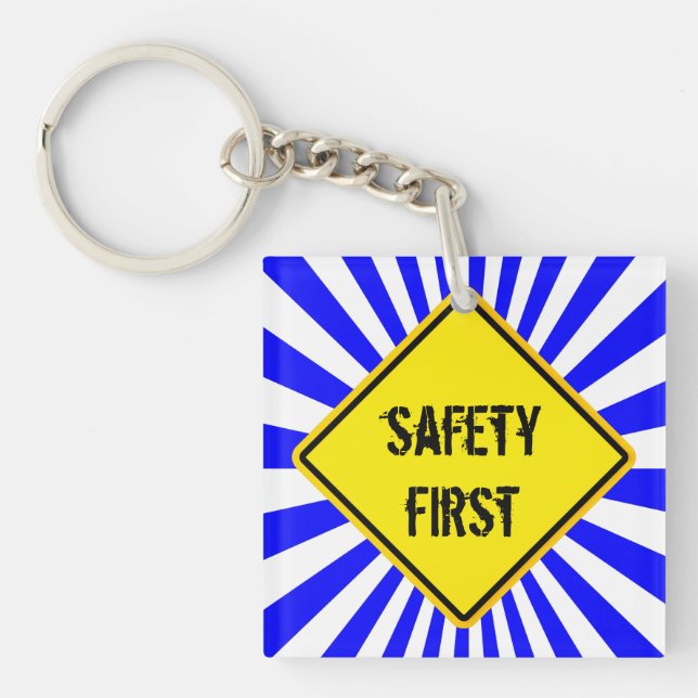 sign, safety first key ring (Front)
