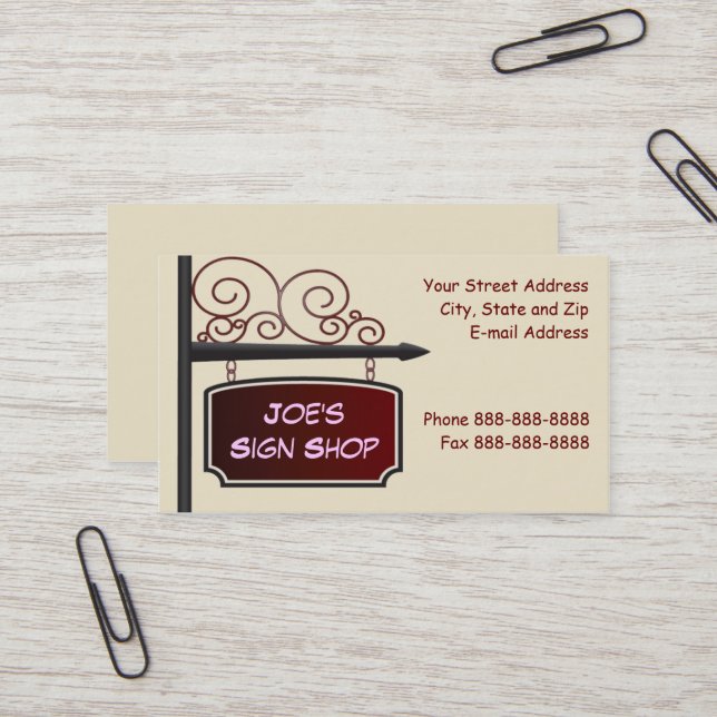 Sign Shop Real Estate Agent Business Card (Front/Back In Situ)