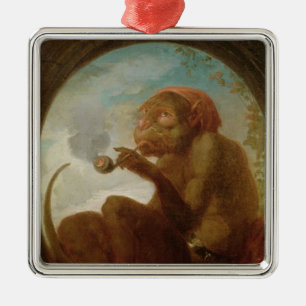 Sign with a monkey smoking a pipe metal ornament