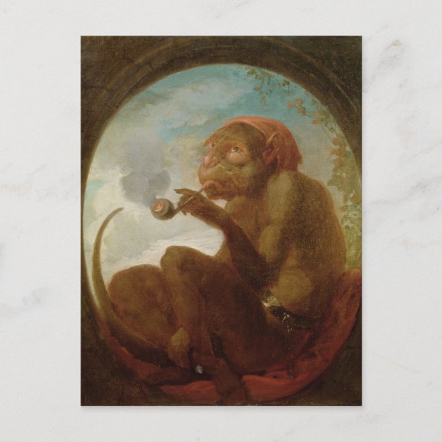 Sign with a monkey smoking a pipe postcard (Front)