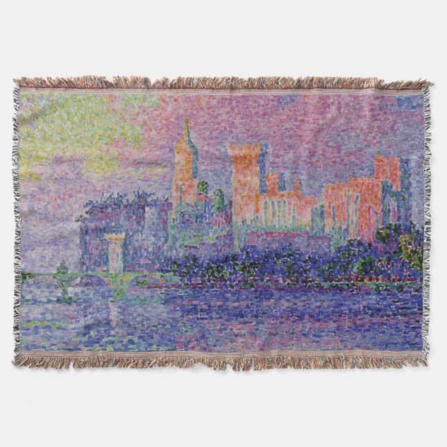 Signac's Le Château des Papes Throw Blanket (Front)