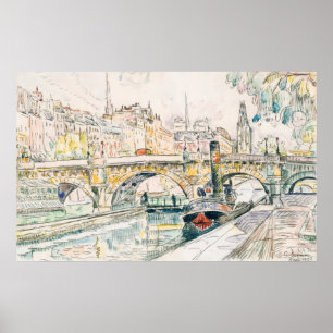 Signac's Tugboat at the Pont Neuf, Paris Poster