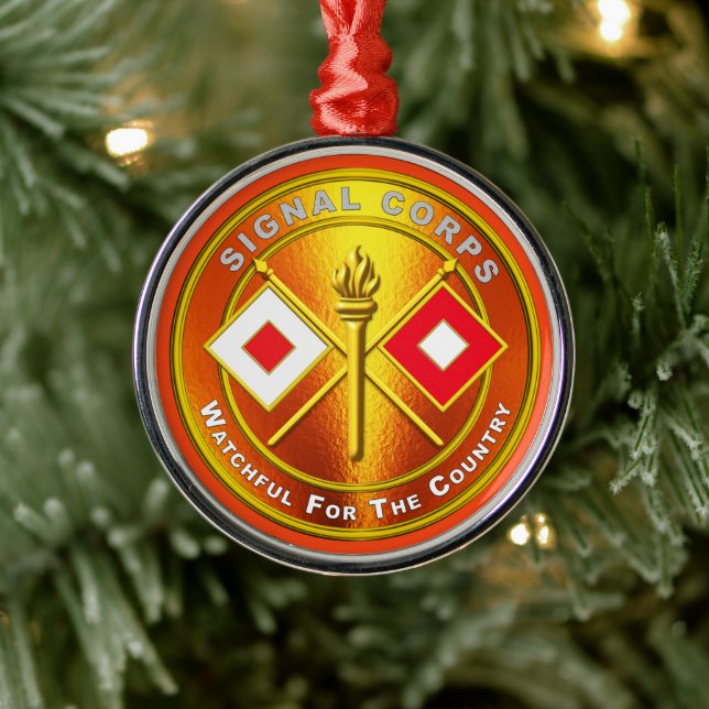 Signal Corps Christmas Metal Ornament (Tree)