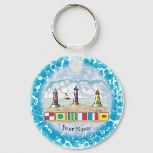 Signal Flags Lighthouse  Key Ring