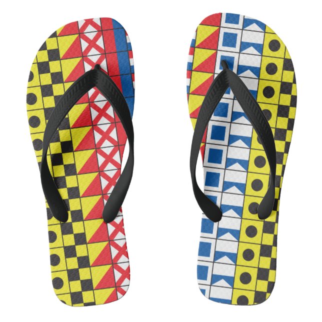 Signal Flags pattern_I Love To Sail Thongs (Footbed)