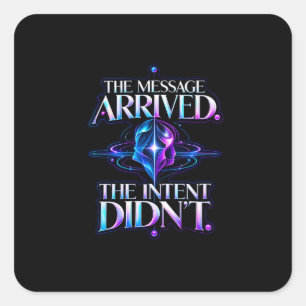 Signal Misread — Electric Neon Emblem Design Square Sticker