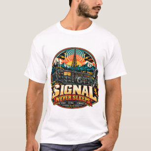 Signal Never Sleeps Ham Radio Amateur Operator Ant T-Shirt