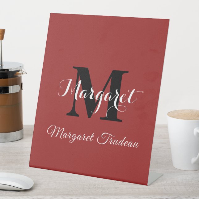 Signal Red Custom Pedestal Name Display Sign (In SItu)