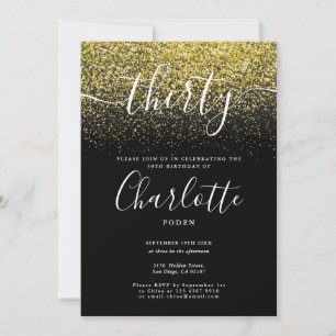 Signature 30th Birthday Gold Glitter Confetti Invitation
