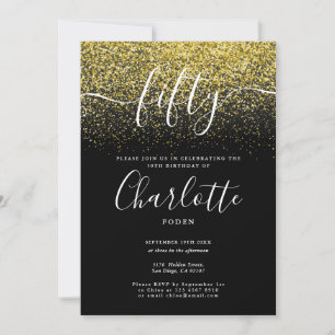 Signature 50th Birthday Gold Glitter Confetti Invitation