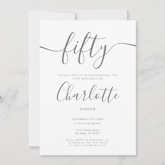 Signature 50th Birthday Invitation (Front)