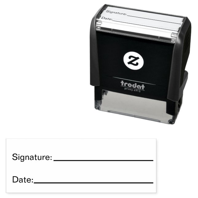 Signature and Date with Lines to Write on Self-inking Stamp (In Situ)