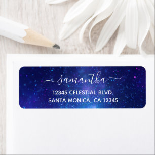 Signature Aqua Blue Galactic Centre Celestial Return Address Label