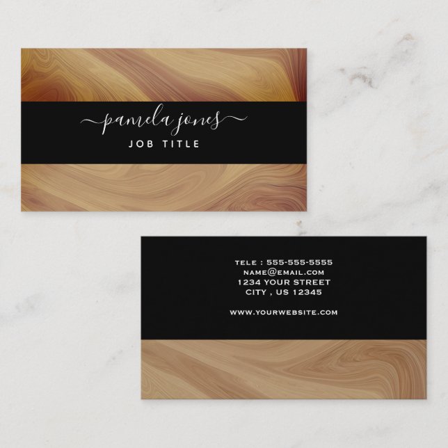 Signature Black and Wood Professional Handyman  Business Card (Front/Back)