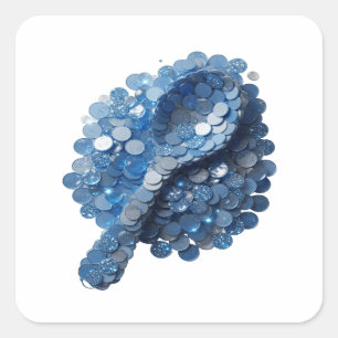 Signature Blue Abstract Vinyl Style Square Sticker