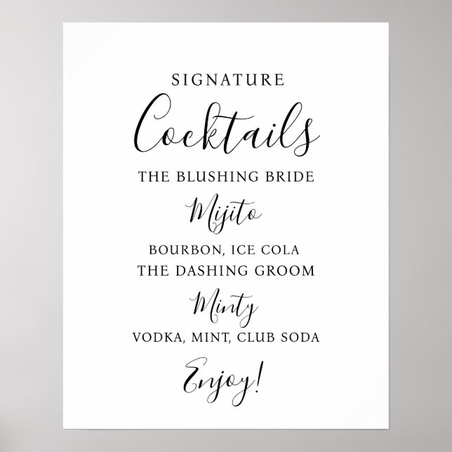Signature Cocktail bar sign modern wedding (Front)