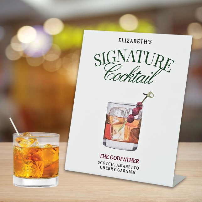 Signature Cocktail Classy Green & Red Pedestal Sign (Creator Uploaded)
