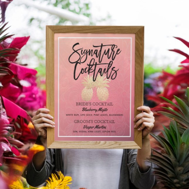 Signature Cocktail Drink Menu Wedding Decor Poster (Creator Uploaded)