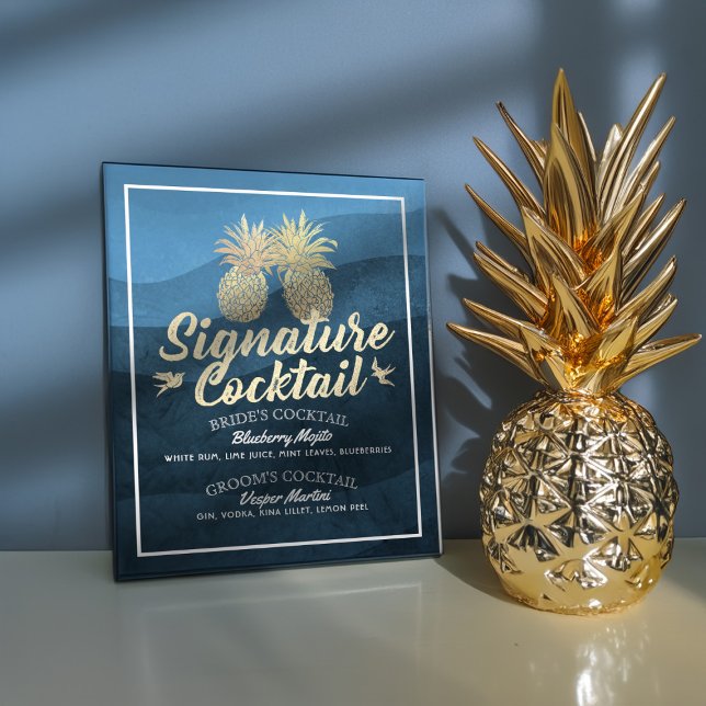 Signature Cocktail Drink Menu Wedding Decor Poster (Creator Uploaded)