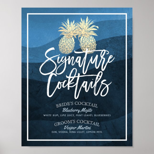Signature Cocktail Drink Menu Wedding Decor Poster (Front)