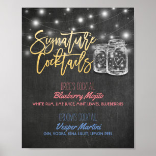 Signature Cocktail Drink Menu Wedding Decor Sign
