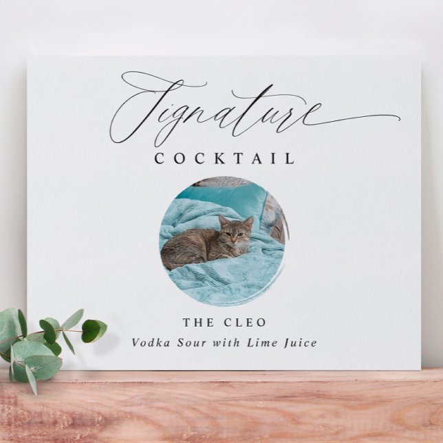 Signature Cocktail Sign Pet Photo Elegant Wedding (Creator Uploaded)