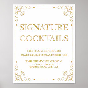 Signature Cocktail Wedding Sign   Gatsby Art Deco