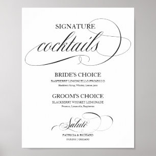 Signature Cocktails Black Script Poster