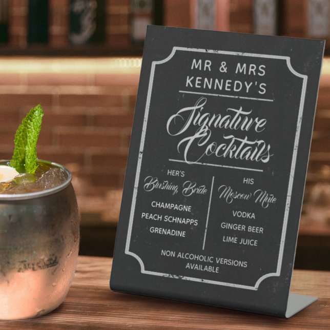 Signature Cocktails Chalkboard Wedding Drinks Pedestal Sign (Creator Uploaded)