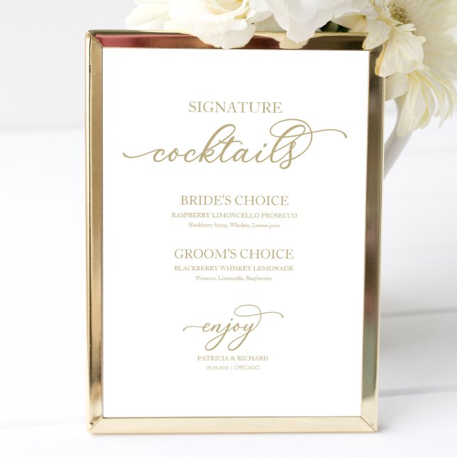 Signature Cocktails Chic Gold Script Poster (Creator Uploaded)