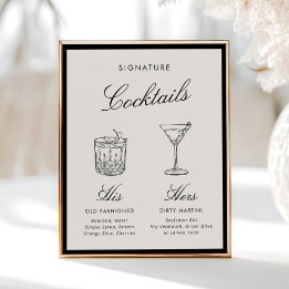 Signature Cocktails Classic Calligraphy Old Money Poster
