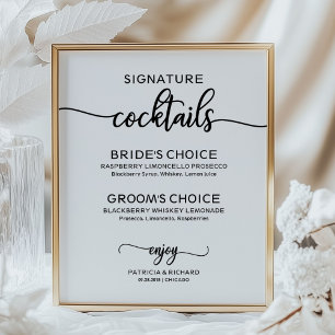 Signature Cocktails Elegant Script Wedding Sign