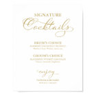 Signature Cocktails Gold Faux Foil Wedding Sign