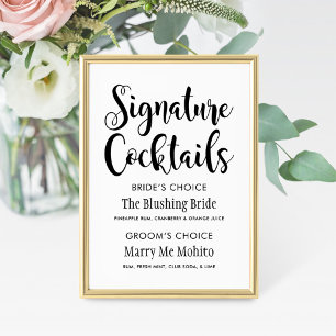 Signature Cocktails Modern Black Script Wedding
