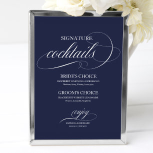 Signature Cocktails Navy Blue Wedding Sign