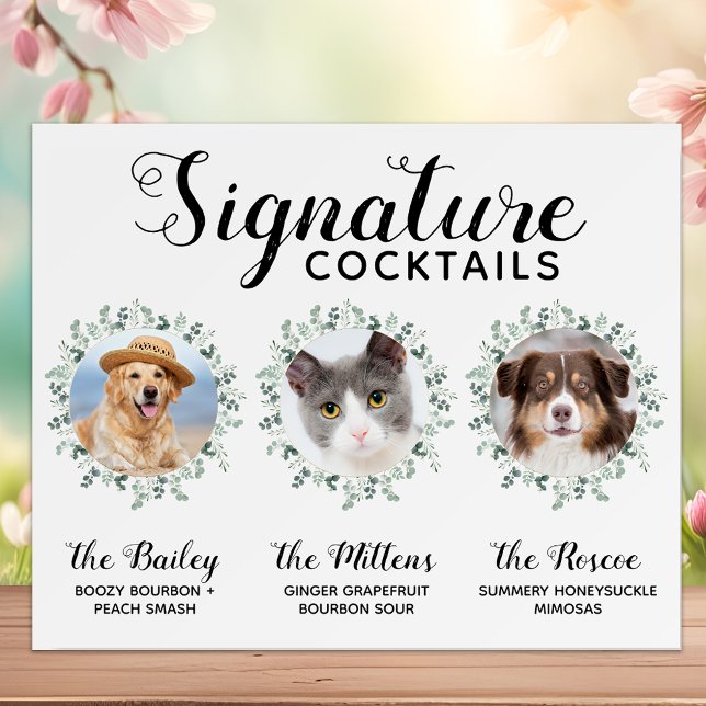Signature Cocktails Pet Wedding 3 Photos Drink Bar Poster (Creator Uploaded)