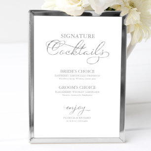 Signature Cocktails Silver Gold Foil Wedding Sign