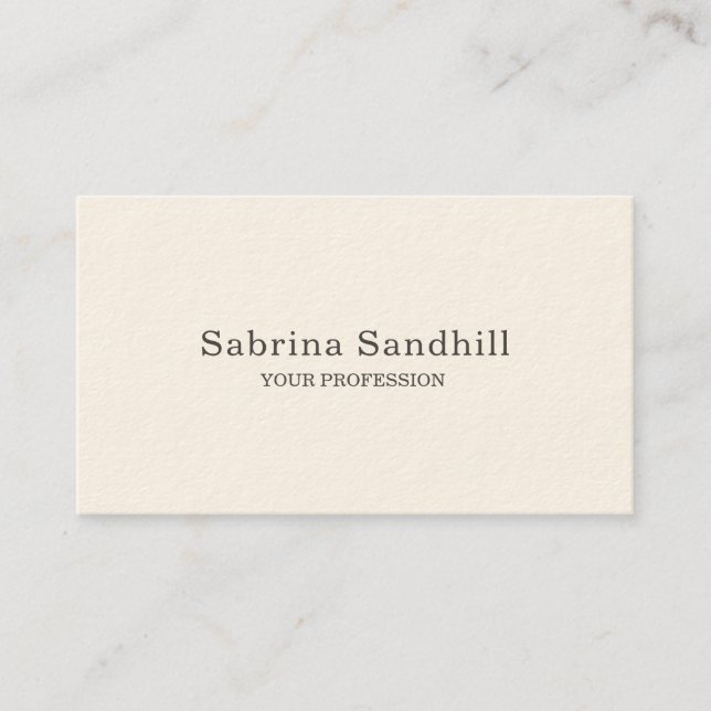 Signature Cream Elegant Plain Simple Minimalist Business Card (Front)