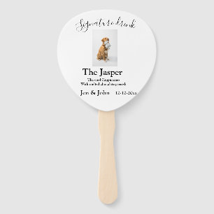 Signature drink add pet photo name date year text hand fan