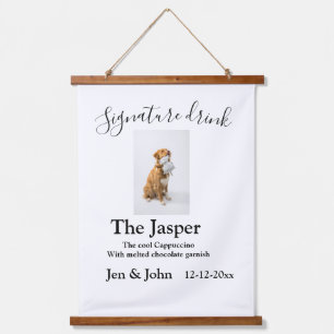 Signature drink add pet photo name date year text hanging tapestry